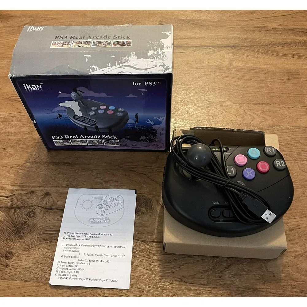 iKAN  Real Arcade Stick for Sony PS 3 Video Game System - New Open Box
